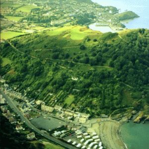 Aerial view showing Hele beach, Hillsborough and Ilfracombe, taken October 2001 (Beachside Holiday Park)