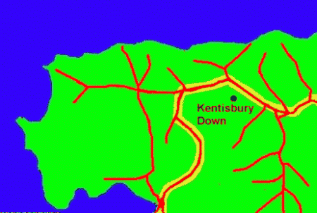 North Devon ridgeways (based on Grundy 1941 p 163)